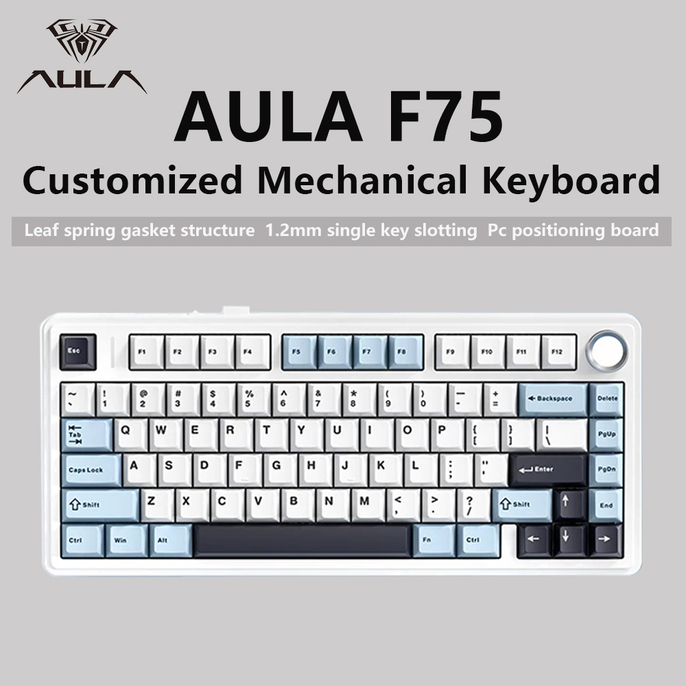 Gaming Keyboard Blue Switches - AULA F75 2.4G 무선 블루투스 유선