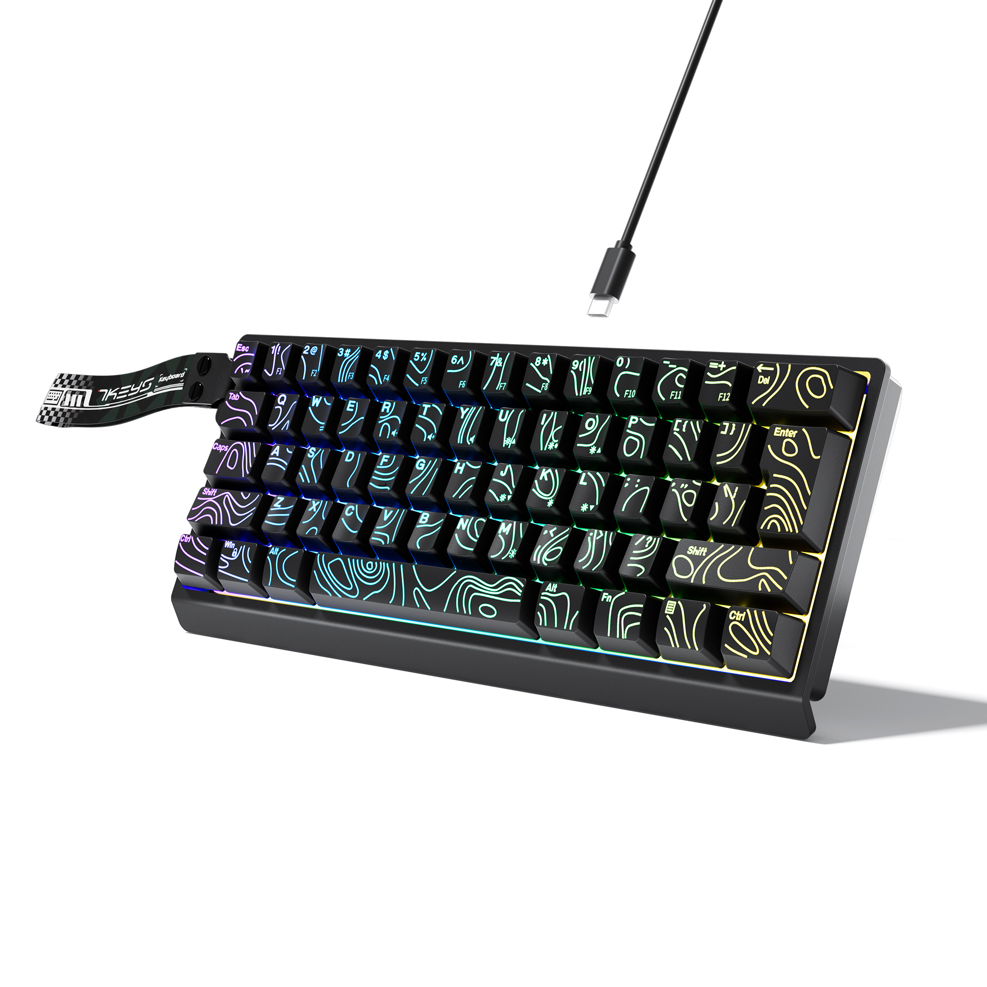 Gaming Keyboard Blue Switches - 60% 컴팩트 유선 키보드는 RGB 백라이트와