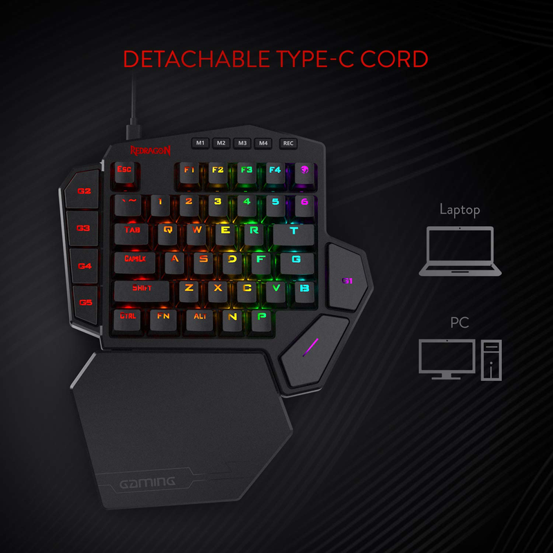 Redragon K585 DITI 한 손으로 RGB 기 - Gaming Keyboard 1 Hand 리뷰 및 가격