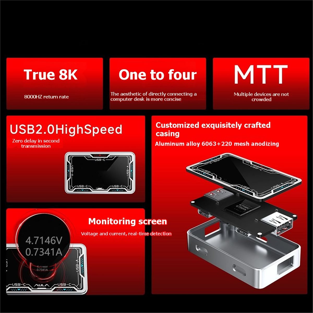 ■ ★ 신상품 패션 게이밍 USB 허브 8K 고속 타입 - Gaming Keyboard Splitter 리뷰 및 가격