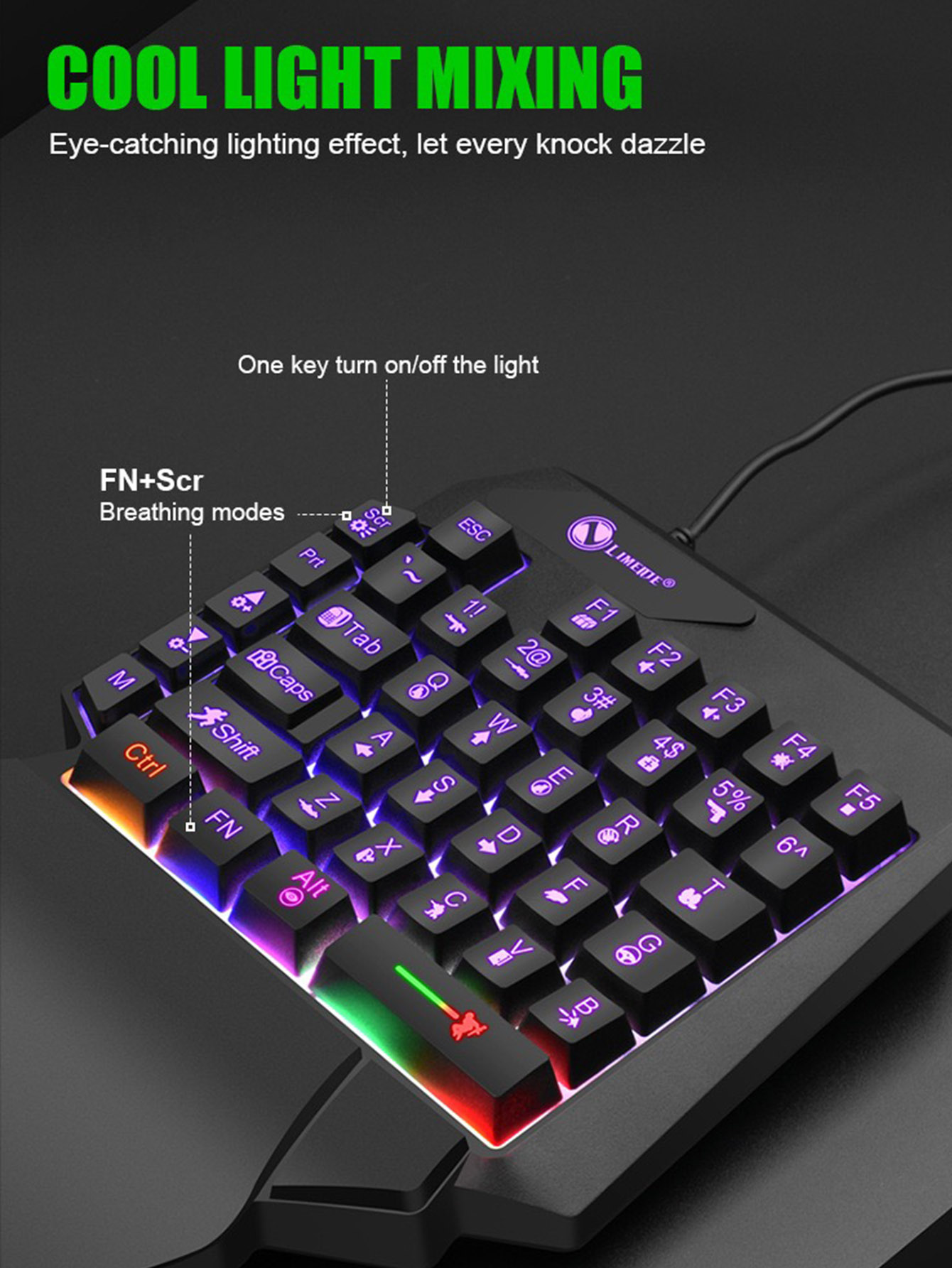 기계식 한손용 라이트 게임 유선 키보드, 라듐 각인 문 - Gaming Keyboard 1 Hand 리뷰 및 가격
