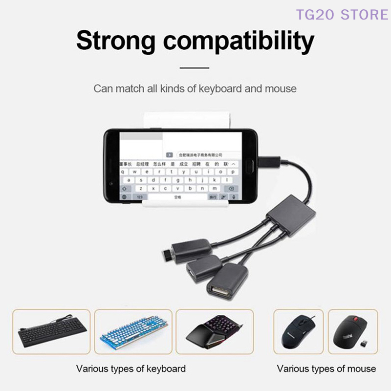 태블릿 안드로이드 마우스 키보드용 허브 케이블 분배기, - Gaming Keyboard Type C 리뷰 및 가격
