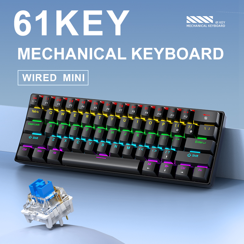 K61 유선 기계식 게이밍 키보드, 60% 61키 미니 - Gaming Keyboard Blue Switches 리뷰 및 가격