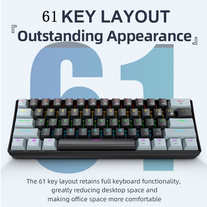 K61 유선 기계식 게이밍 키보드, 60% 61키 미니 - Gaming Keyboard Blue Switches 리뷰 및 가격