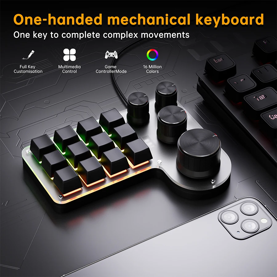 12개 키 4개 노브 프로그래밍 매크로 키보드 포토샵용 - Gaming Keyboard Mini Mechanical 리뷰 및 가격